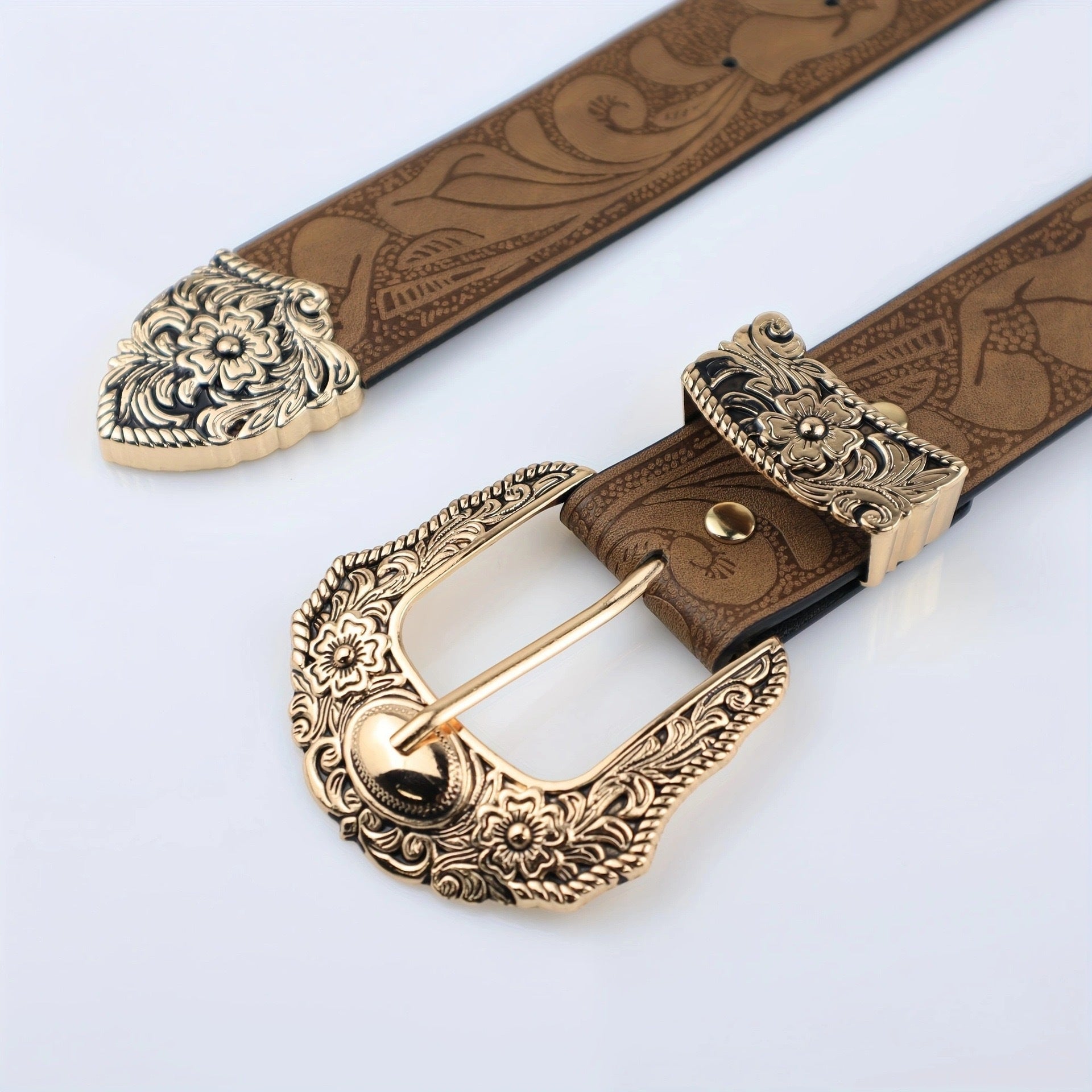 High-grade Brown Jeans Strap Casual All-matching High-grade Brown Jeans Strap Casual All-matching